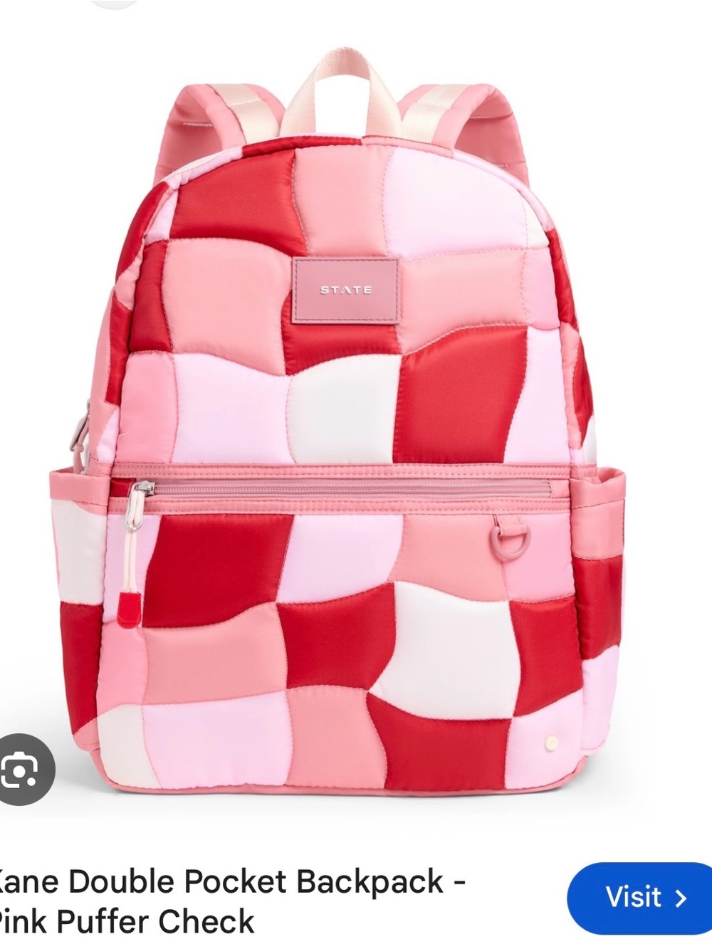 STATE Pink & Red Patchwork Puffer Backpack